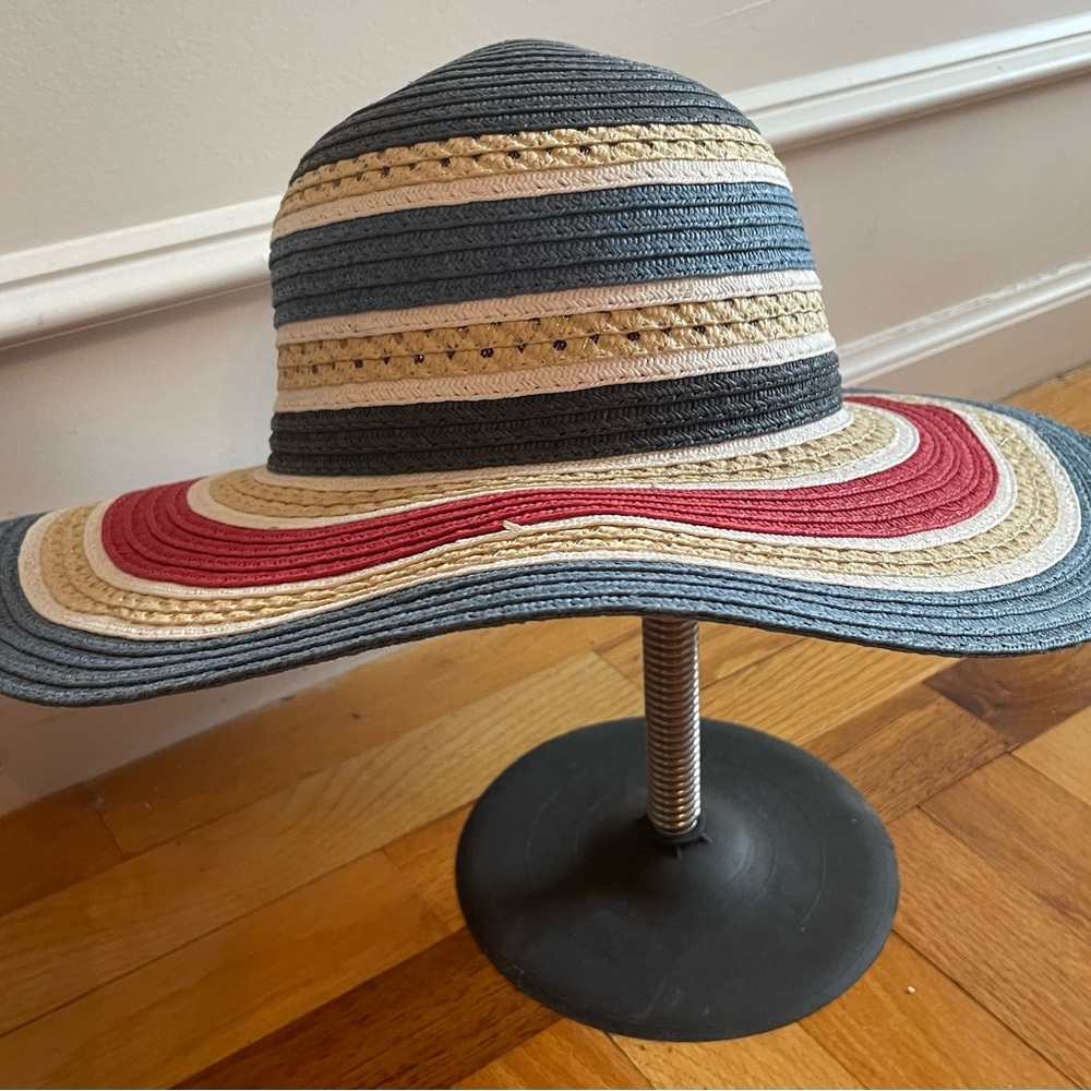Accessory Street Striped Wide Brim Hat
